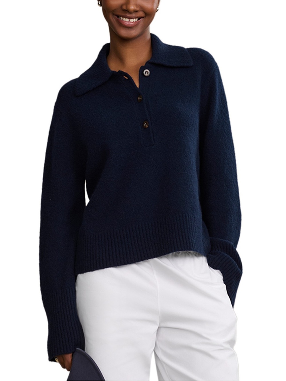 Jenni Kayne cashmere Stevie polo navy S - Picture 2 of 4